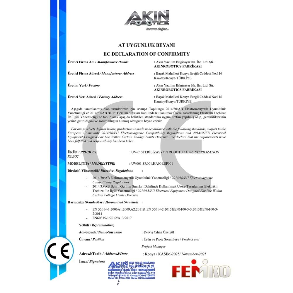 UV-C Sterilizasyon Robotu